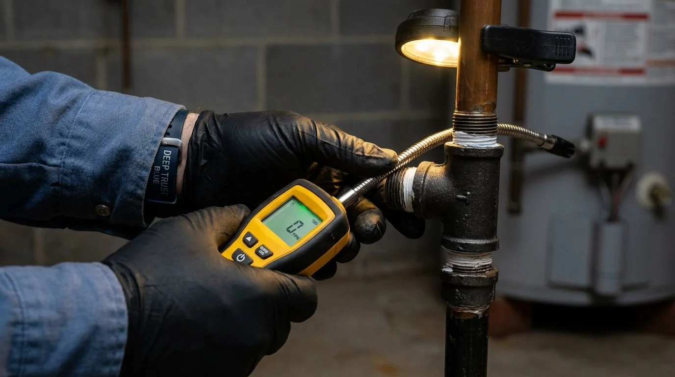 Gas leak detection with electronic sniffer by Johns Plumbing LLC in Mitchellville